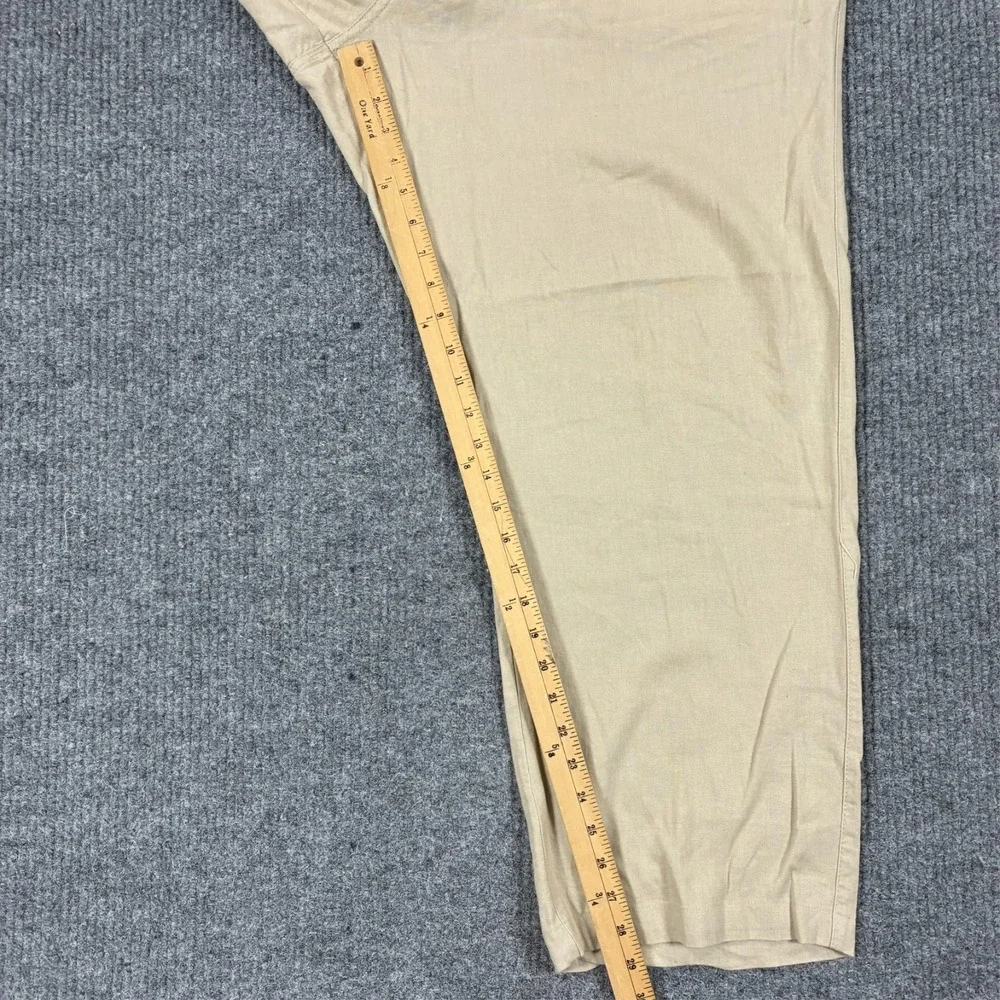 Tasso Elba Island Mens Pants Size 2XL Beige Linen Blend Straight Leg High Rise
